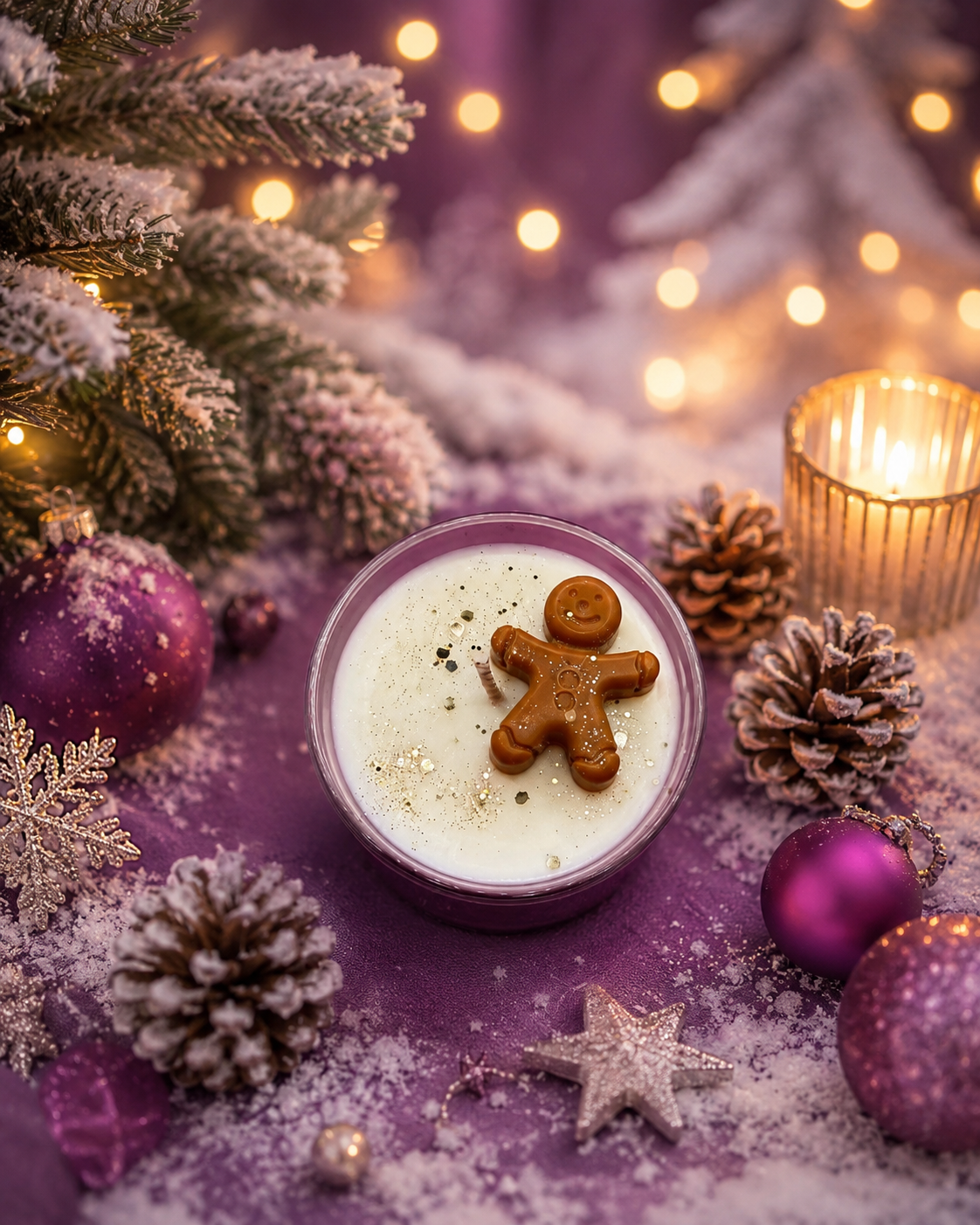 Bougie artisanale bonhomme de Noël – Senteur bûche de Noël