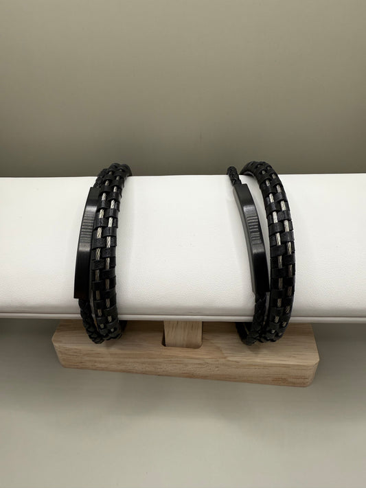 Bracelet noir tressé