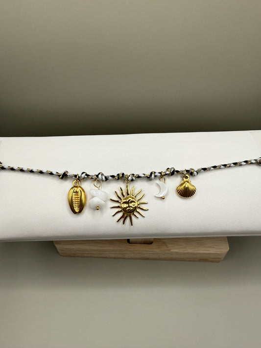 Bracelet charms soleil coquillage