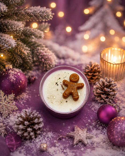 Bougie artisanale bonhomme de Noël – Senteur bûche de Noël